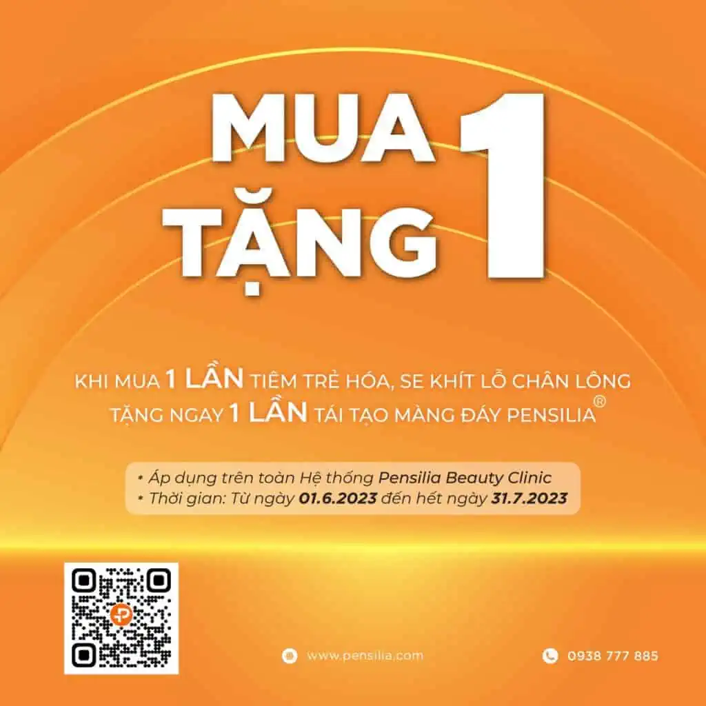 MUA 1 TẶNG 1: Khi mua 1 lần tiêm trẻ hóa căng da tặng 1 lần công nghệ tái tạo màng đáy sylfirm.