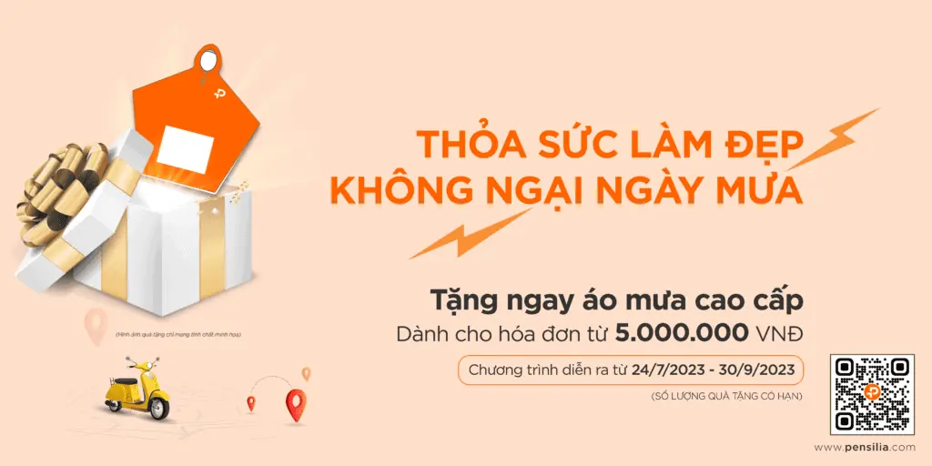 CTKM Pensilia Tặng Áo Mưa Cao Cấp