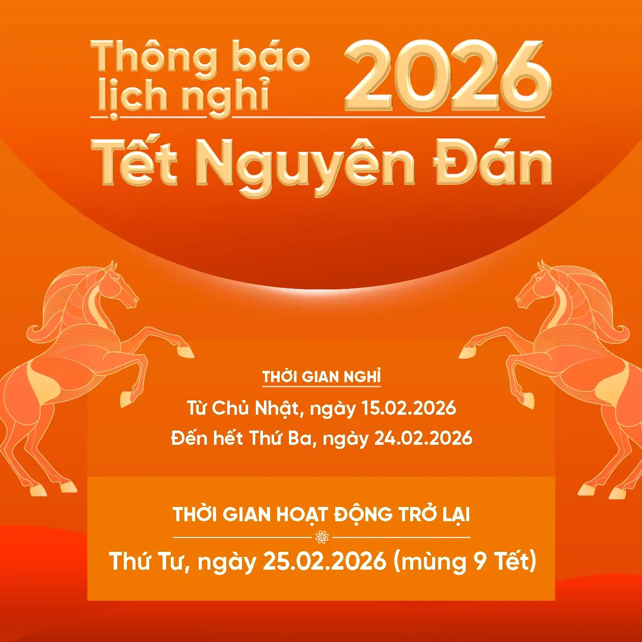Thông báo nghỉ Tết Việt Nam 2026