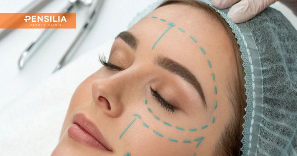 bác sĩ phẫu thuật căng da mặt vẽ đường rạch hoạch định kế hoạch phẫu thuật cho khách hàng