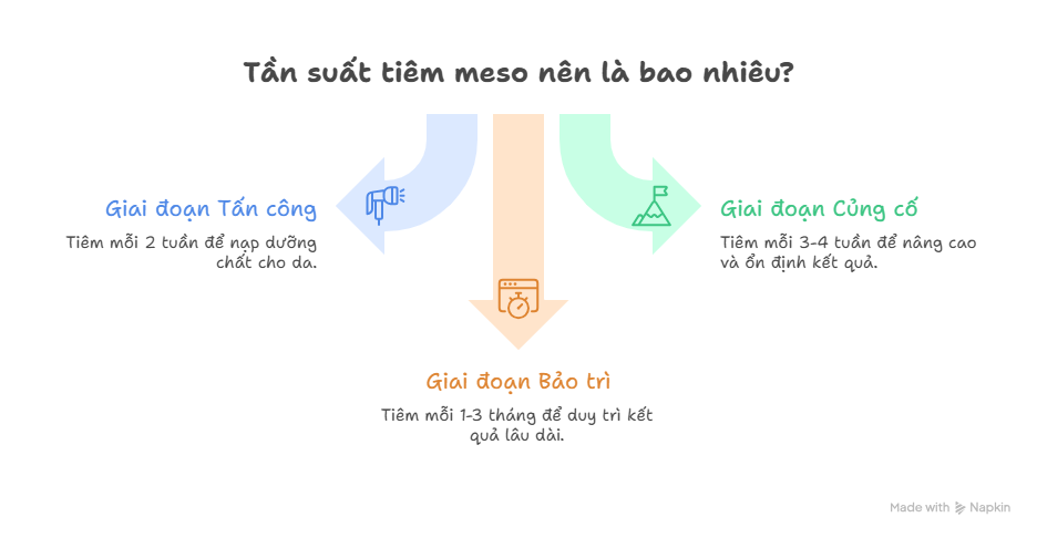 tiêm meso bao lâu 1 lần – sơ đồ 3 giai đoạn tần suất tiêm meso tấn công củng cố bảo trì