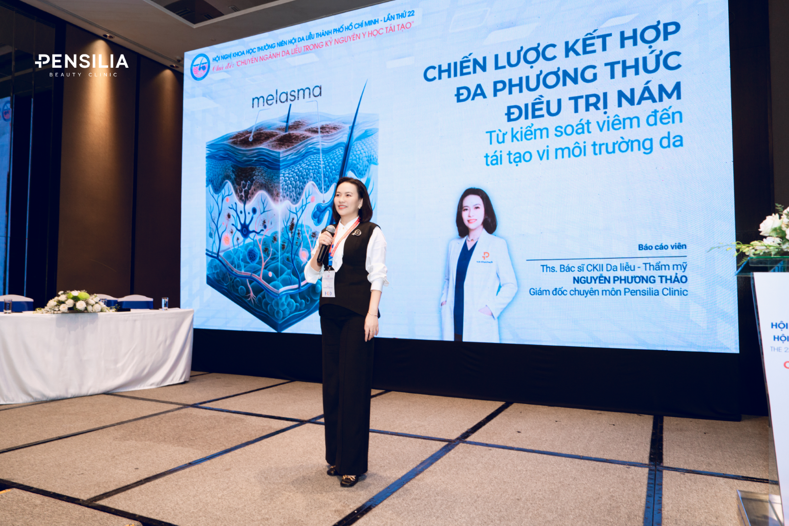 Ths.BS CKII Nguyễn Phương Thảo báo cáo phác đồ điều trị nám đa phương thức tại Hội nghị Da liễu TP.HCM