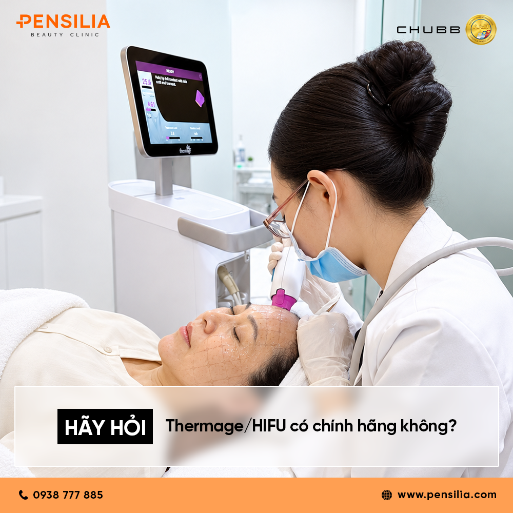 Bác sĩ kiểm tra và thực hiện liệu trình trẻ hóa da Thermage HIFU chính hãng.