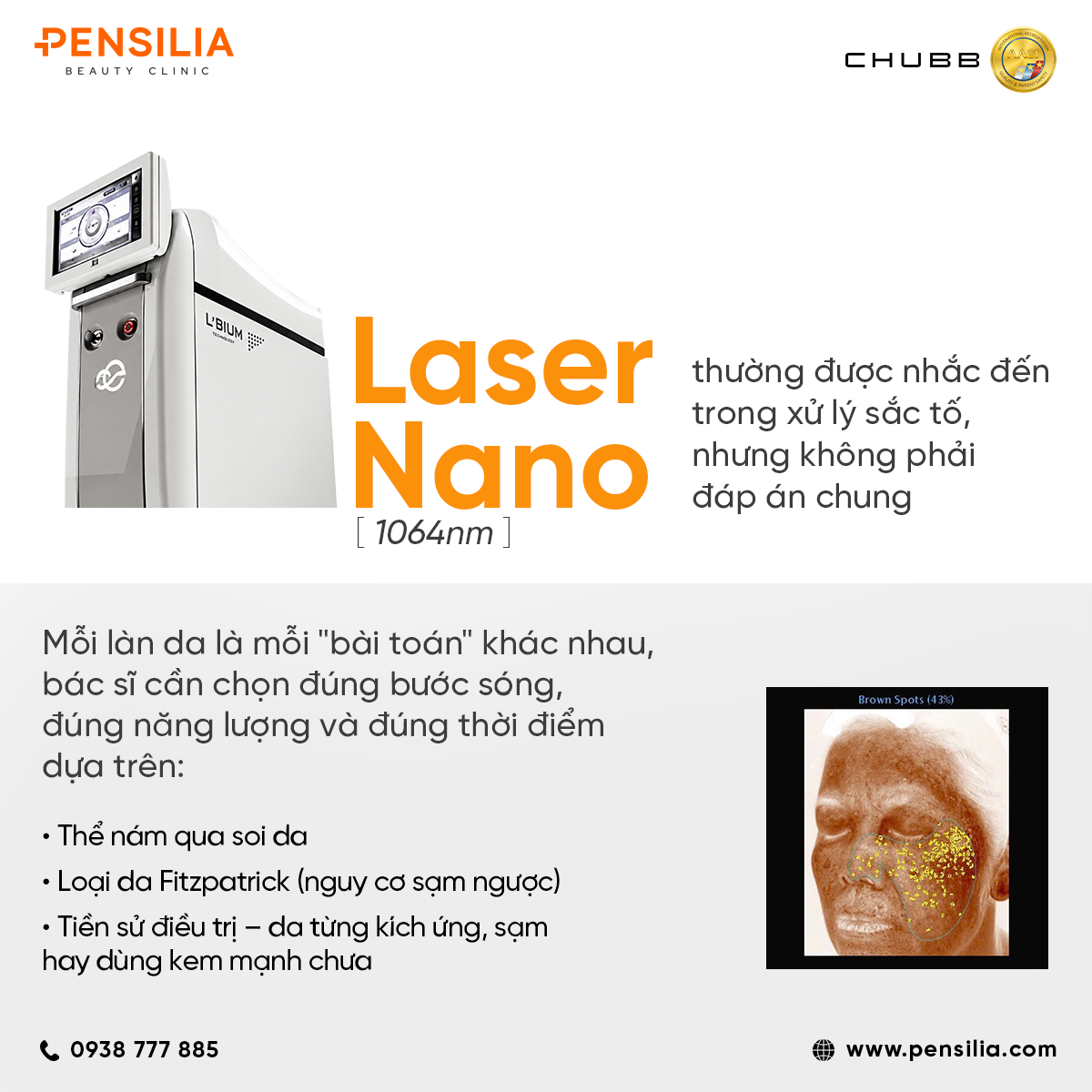 Thiết bị Laser Nano 1064nm và kết quả máy soi da phân tích sắc tố nám 