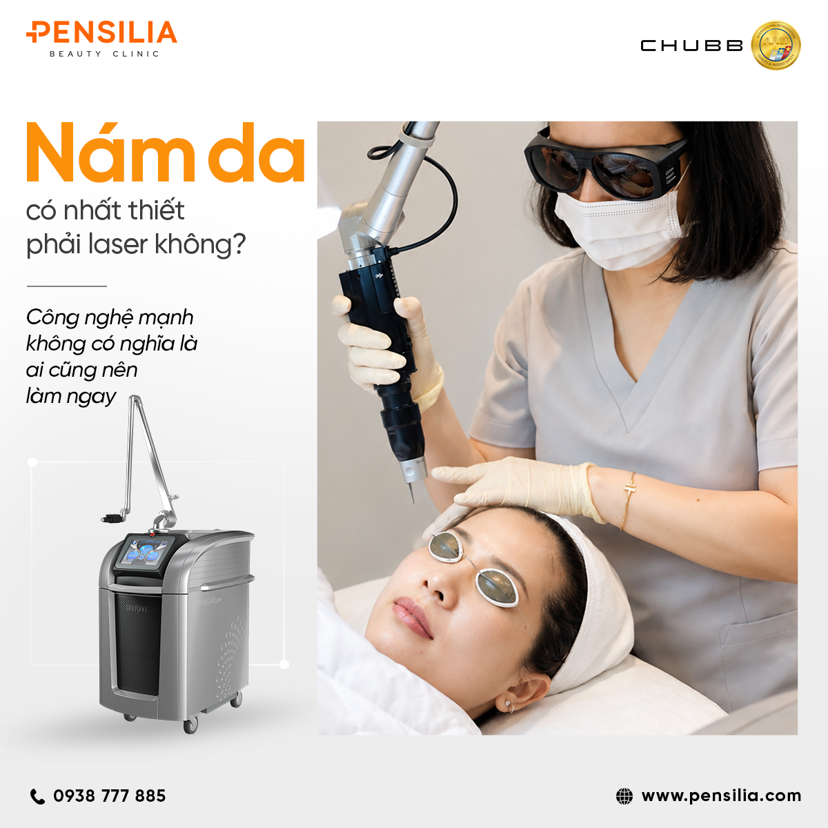 Bác sĩ da liễu Pensilia đang tư vấn và thực hiện liệu trình điều trị nám cho khách hàng